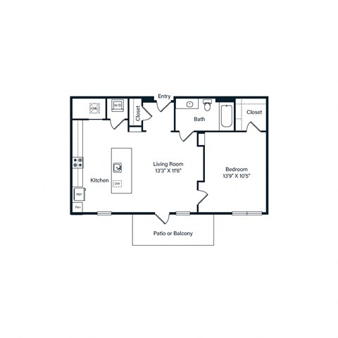one bedroom floor plan Berkshire Ballantyne Charlotte, NC